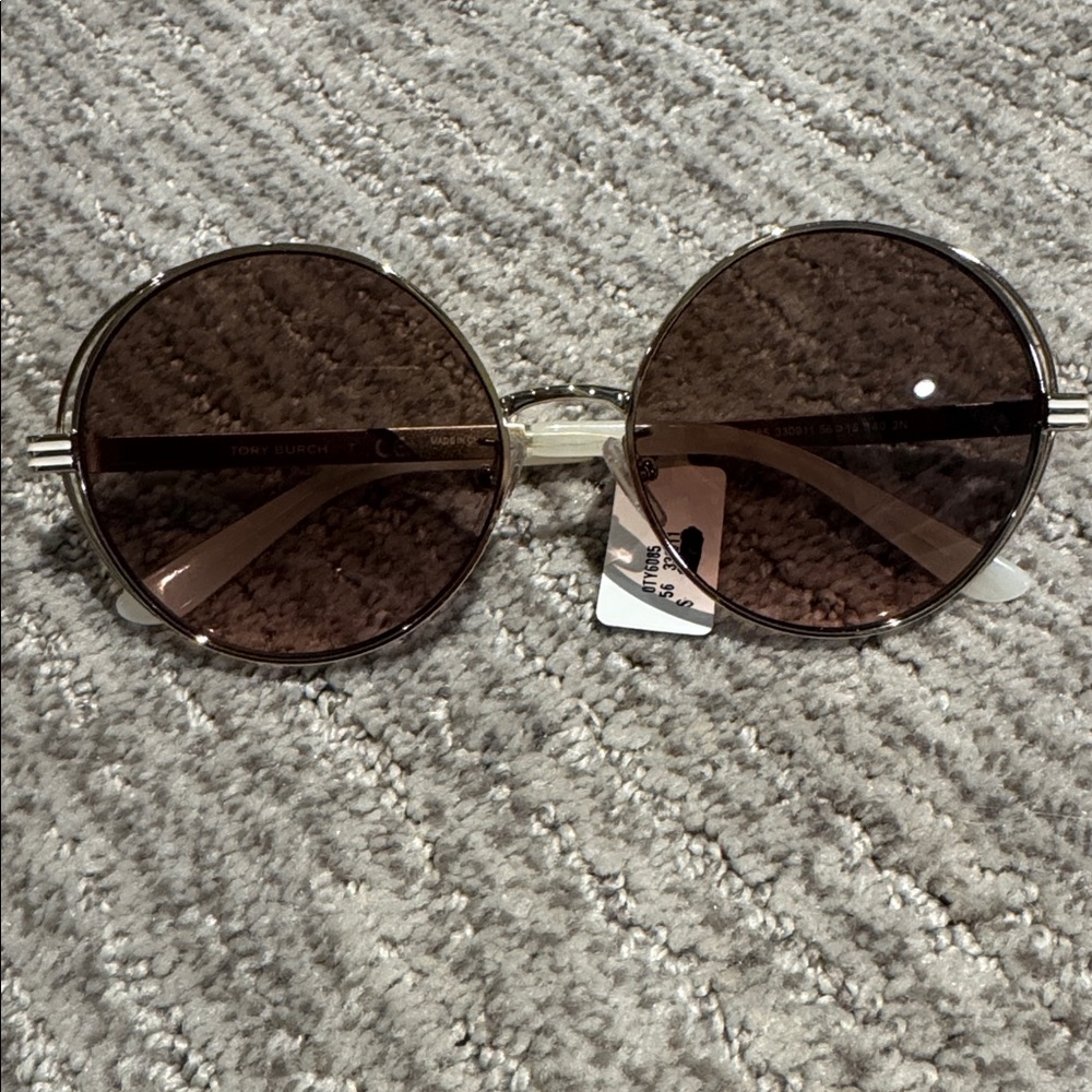 Tory Burch Gold Kira Stripe Open Wire- Round